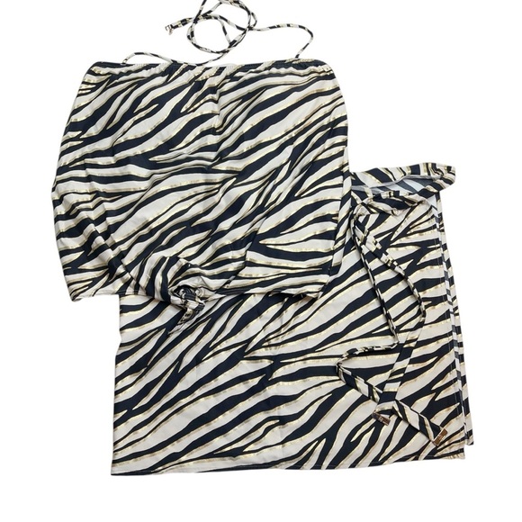 MICHAEL Michael Kors Halter Tankini Top & Short Pareo Cover Up Shimmer Tiger M/L - Picture 1 of 12